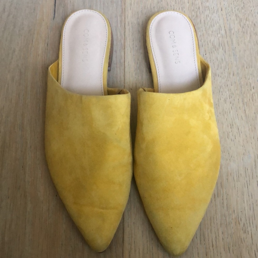 Com&Sens Mustard Yellow Pointed-Toe Slides/ Flats… - image 2